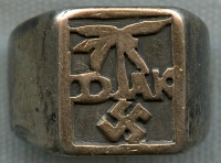 Extremely Rare Early WWII DAK Deutsche Afrika Korps Ring in Silver and Gold