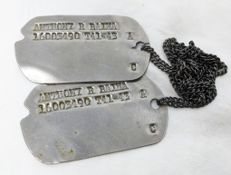 1941 - 1943 World War II US ARMY Dog Tags on Sterling Chain