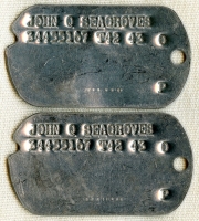 Nice Pair of WWII United States Army Dog Tags of Apex, NC Infantryman