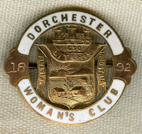 Beautiful 10K Dorchester Woman's Club 1892 Member Badge