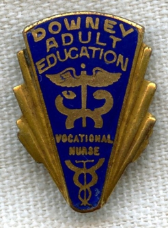 1960s Downey Adult Education Vocational Nurse Pin