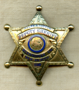 Beautiful 1940's-50's Bernalillo County, N.M. Deputy Sheriff 6pt Star by L.A. Stamp & Stationery Co