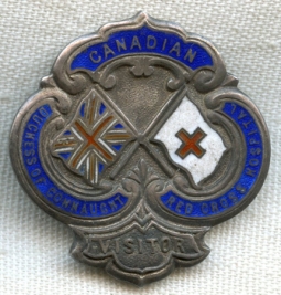 Very Rare Early WWI Canadian Red Cross Duchess of Connaught Hospital Visitor Badge