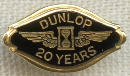 1930's - 40's Dunlop USA 20 Year Service Pin in 10K Gold by Whitehead & Hoag