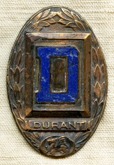 Rare 1920's Durant Auto Mobile Radiator Emblem in enameled Bronze