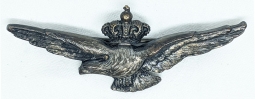 Very Rare Late 1920's M1923 Italian Royal Air Force Enlisted Pilot Wing in Silvered Brass