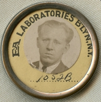 Wonderful & Rare WWI Era Worker Photo ID Badge for EA Laboratories in Brooklyn, NY