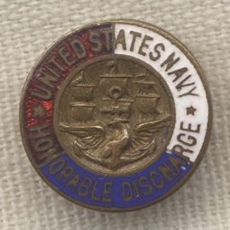 Early, Numbered US Navy Honorable Discharge Lapel Pin