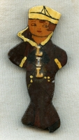 Fun, Early WWII Large Patriotic Sailor Girl "LIL" Hand-Painted Pin from Amesbury, Mass.