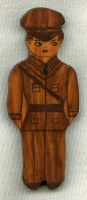 Great Early WWII US Army Soldier Large, Hand-Painted Patriotic Pin from Amesbury, MA
