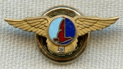 Beautiful 1940's Eastern Air Lines 5 Year Service Pin in 10K Gold w/ Diamond Chip