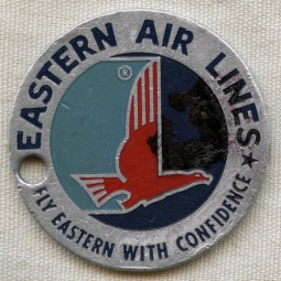 Great 1950s Eastern Air Lines Crew Baggage Tag Named to Flight Attendant - Shows Use!