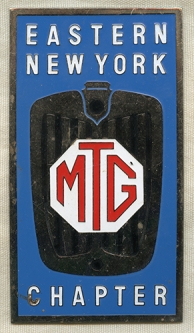 Cool 1960's-70's MGT Owner's Club Auto Grille Badge, Eastern NY Chapter