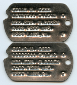 Early WWII Dog Tags of USAAF Pilot Officer Edgar M. Durr