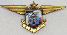 RARE, Egyptian Made Early WWII Free French Air Force Pilot Badge in Gilt & Enameled Brass