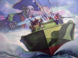 Wonderful WWII PT Boat John Paul Jones Promotional Print by ELCO in Modern Frame