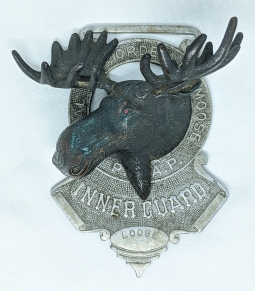Fabulous Circa 1900 Loyal Order of Moose 3-D INNER GUARD Sash Badge