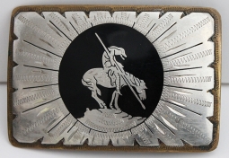 Classic Vintage Johnson & Held 'End of the Trail' Inlay, Nickel, & Brass Western Buckle