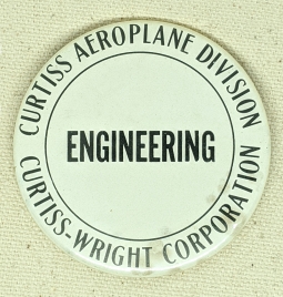 Rare, Large, 1930's Curtiss-Wright Corp. Curtiss Aeroplane Div. Engineering Section Worker ID Badge
