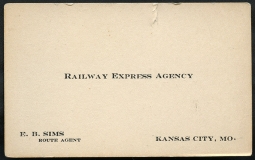 Circa 1918 Railway Express Agency Route Agent Business Card from Kansas City, Missouri