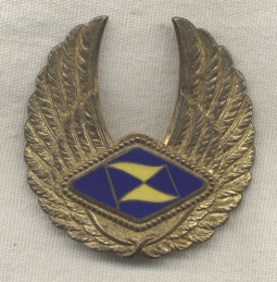 Ext Rare 1930's Goodyear Airship / Zeppelin Pilot Hat Badge in Gilt Sterling by Whitehead & Hoag