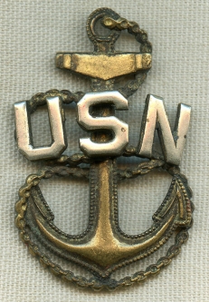 Extremely Rare WWII USN CPO Hat Badge Australian-Made by K.G. Luke, Melbourne