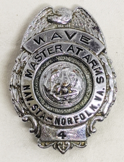 Ext. Rare WWII USN WAVE(USNR Women's Reserve) Master At Arms Badge from Norfolk Naval Station. #4