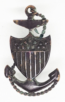 Ext. Rare, WWI US Coast Guard USCG CPO Hat Badge in Blackened  Bronze