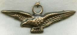 Extremely Scarce WWII Turkish Pilot Badge in Gilt Brass