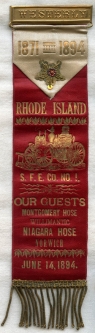 Fabulous, Huge 1894 Westerly, Rhode Island Steam Fire Engine #1 Parade Ribbon