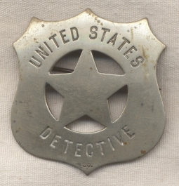 Fabulous Old 1880s United States Detective Co. Badge