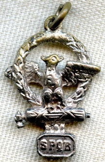 Early 1920's Fascist Italy Roma Charm with Early Type Fascia, Silver Plated