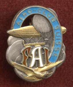 Stunning WWI Era FAI Aero Club Suisse Enameled Member Badge