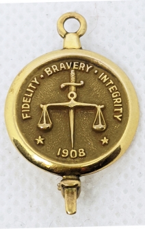 Scarce 1960 FBI 10 years Service Pin / Fob in 10K Gold Named to Agent M. ZEFRAN.