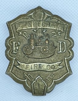 Rare ca 1881 Forestville (Now part of Bristol) CT Fire Dept Welch Steam Fire Engine & Hose Co No 1