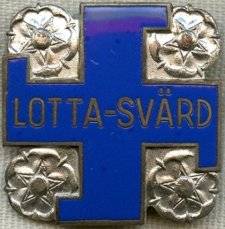Beautiful WWII Era Finnish Lotta-Svard Member Badge #'d 140655 in Silver Plated Brass
