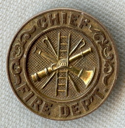 Gorgeous Ca 1908 Fire Chief Lapel Badge Presented by the Seagrave Co of Columbus OH. Dated!