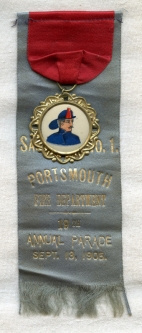 1905 Portsmouth, New Hampshire Fire Department Annual Parade Ribbon