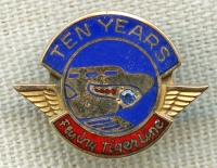 Iconic 1950's Flying Tiger Line 10 Year Service Pin in 10K Gold w/ Sapphire by Balfour