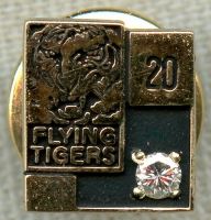 Rare 1970's - 80's Flying Tiger Air Lines 20 Year Service Pin in 10K Gold by Jostens