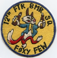 Cool Korean War Era USAF 12th Fighter-BomberSq. Japanese-made Jacket Patch "Foxy Few."