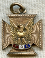 Early 1900's Fraternal Order of Eagles Watch Fob in Gold Fill & Enamel