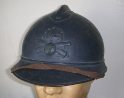 WWI M1915 French Army Artillery "Adrian" Helmet from Estate of AFS Driver Lieutenant Bown