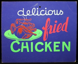Great Vintage 1950's - 60's Diner Sign for Fried Chicken