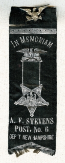 Wonderful Ca.1890's GAR In Memorial Parade Ribbon From A.F.Stevens Post #6 Peterborough New Hampshir