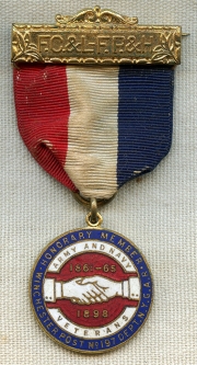 Interesting Ca. 1910 GAR & USWV Ladies' Auxiliaries Honorary Member Badge Winchester Post No. 147