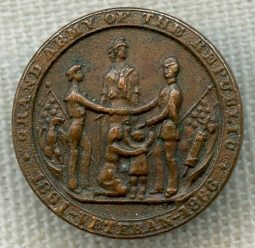 Early Grand Army of the Republic (GAR) Member Lapel Stud with Campfire Scene on Reverse