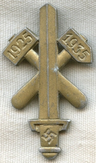 Scarce 1935 Nazi Day Gau Essen 10 Year Commemorative Badge in Nice Shape