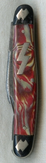 Rare 1930s German American Bund Siegrune Pocket Knife in Nazi Colors w/ Dazzler Slabs