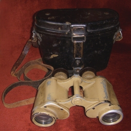 Great Early WWII German Army (Wehrmacht) Officers Binoculars in Afrika Korps Paint Case Dated 1941